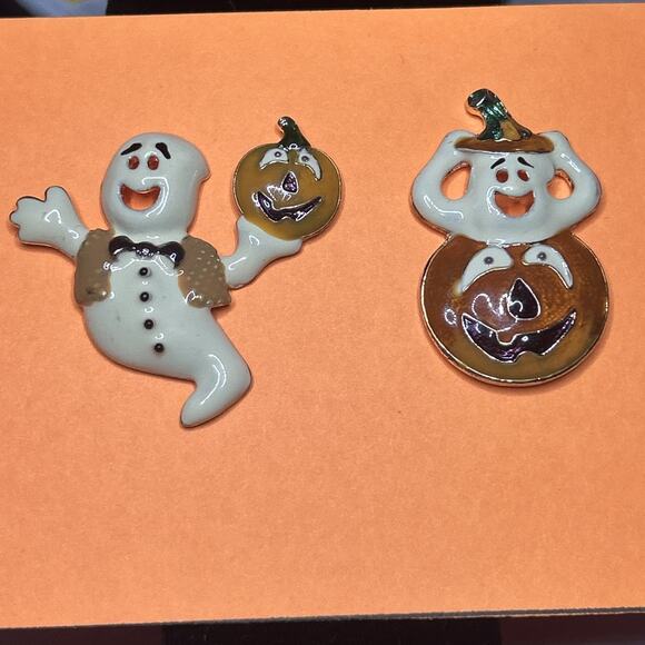 Halloween Ghost & Pumpkin Enamel Pins Bundle New, Cute Ghosts Jack‑O‑Lanter Lot - Picture 7 of 12